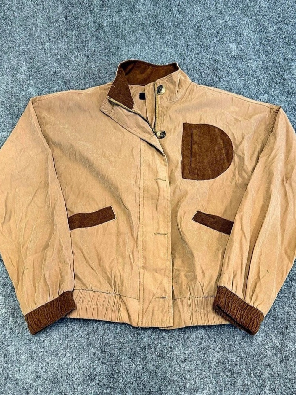 MINE Bomber Jacket in Brown & Tan Size Small